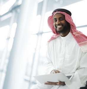Man learning online in UAE