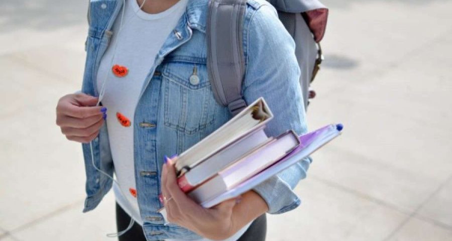 Student carrying books