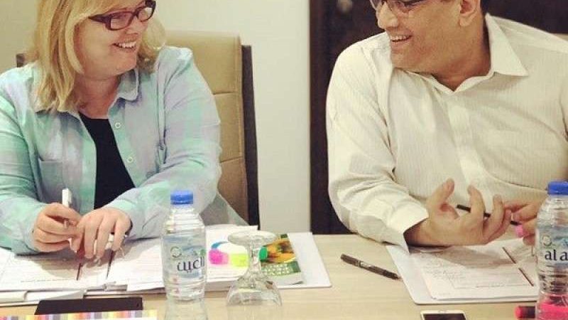 Professionals discussing