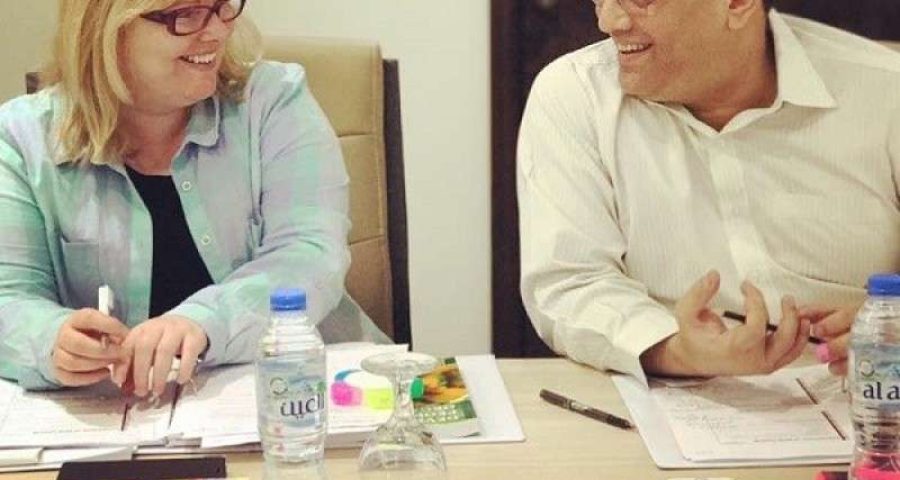 Professionals discussing